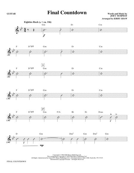 Final Countdown Arr Kirby Shaw Guitar Sheet Music