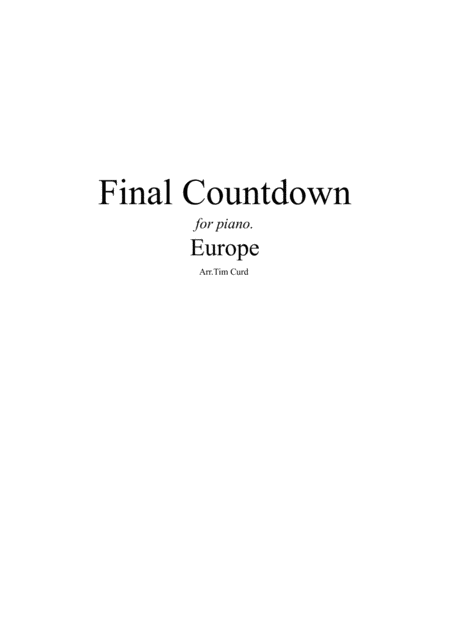 Final Countdown For Easy Solo Piano Sheet Music