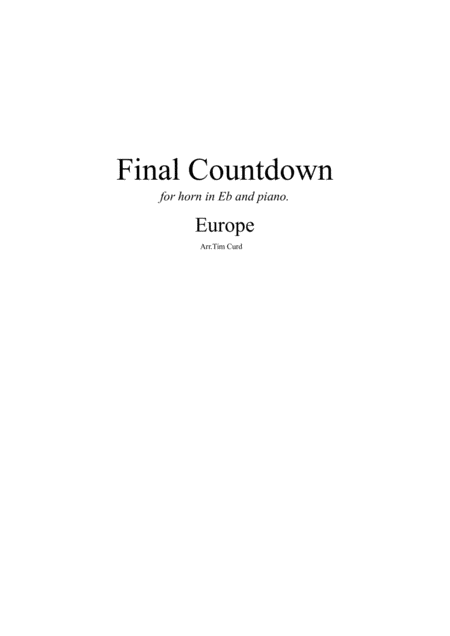 Final Countdown For Horn In Eb And Piano Sheet Music