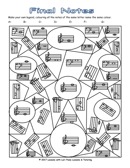 Final Notes Activity Page Sheet Music