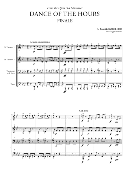 Finale From Dance Of The Hours For Brass Quartet Sheet Music