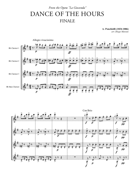 Free Sheet Music Finale From Dance Of The Hours For Clarinet Quartet