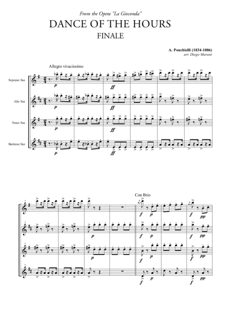 Free Sheet Music Finale From Dance Of The Hours For Saxophone Quartet