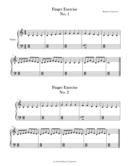 Free Sheet Music Finger Exercie No 1 2 Key Of C