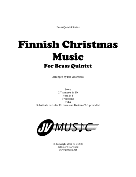 Free Sheet Music Finnish Christmas Music For Brass Quintet