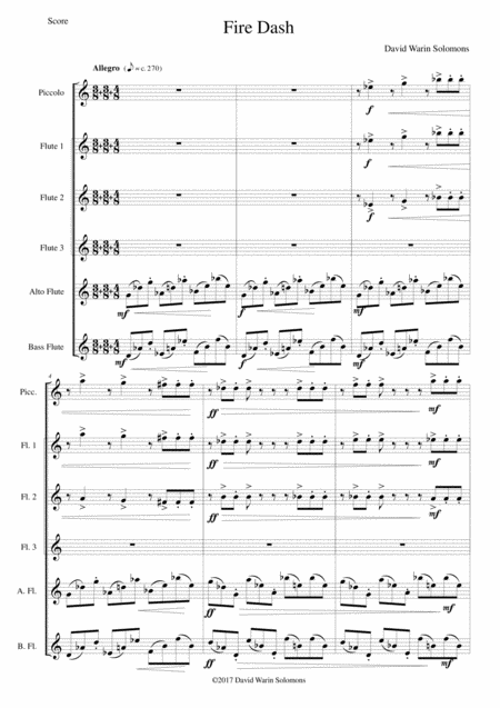 Fire Dash Flute Sextet Sheet Music