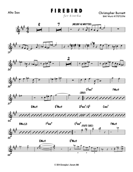 Firebird Bmi Work 17075594 Alto Saxophone Part Sheet Music