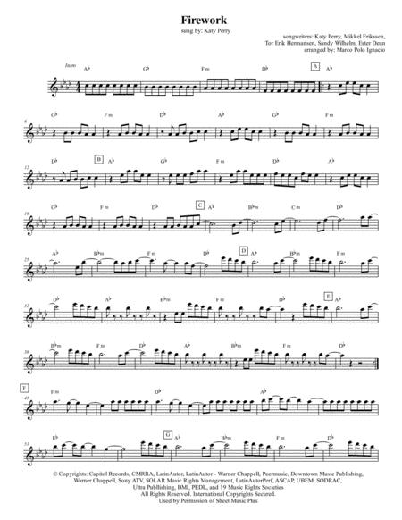 Firework Lead Sheet Katy Perry Sheet Music