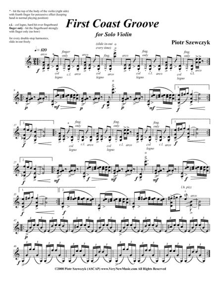 First Coast Groove For Solo Violin Sheet Music