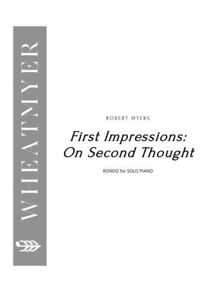 Free Sheet Music First Impressions On Second Thought