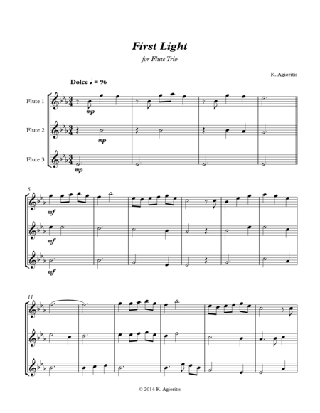 First Light For Flute Trio Sheet Music