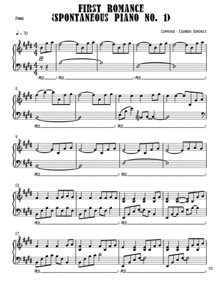 First Romance Spontaneous Piano No 1 Sheet Music