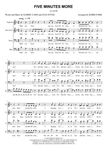 Free Sheet Music Five Minutes More Satb Chorus Pricing