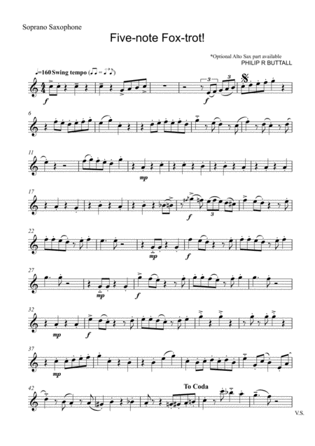 Free Sheet Music Five Note Fox Trot Saxophone Quartet Quintet Set Of Parts X4 5