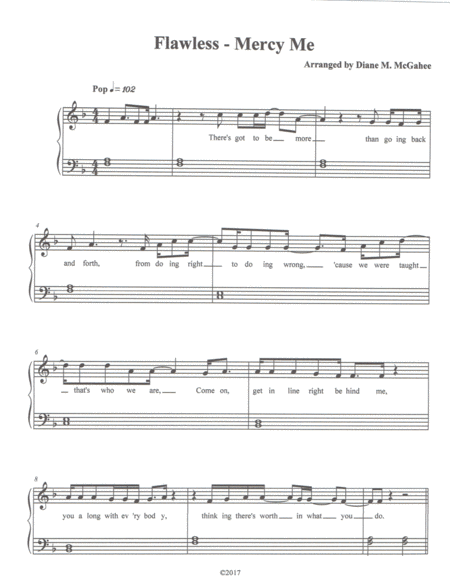 Flawless By Mercyme Easy Piano Sheet Music
