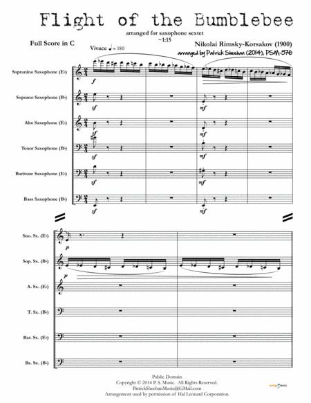 Flight Of The Bumblebee For Saxophone Sextet Full Score Set Of Parts Sheet Music