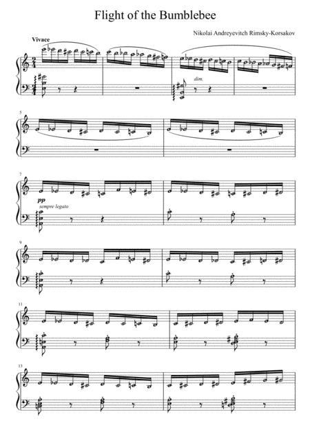 Free Sheet Music Flight Of The Bumblebee With Alphabet Notes For Easy Learning