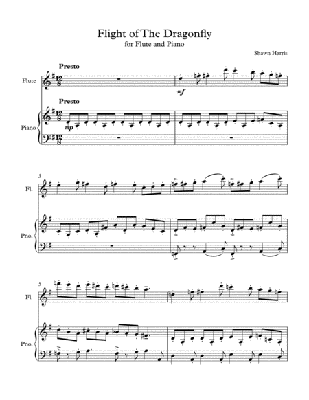 Flight Of The Dragonfly For Flute And Piano Sheet Music