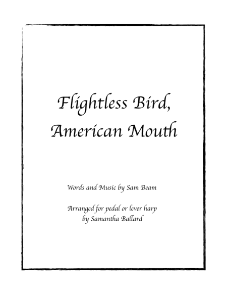 Flightless Bird American Mouth By Iron And Wine Harp Solo Sheet Music