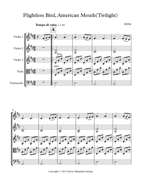 Flightless Bird By American Mouth String Quartet Score And Parts Sheet Music