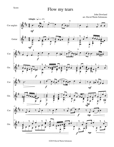 Free Sheet Music Flow My Tears For Cor Anglais And Guitar Without Divisions