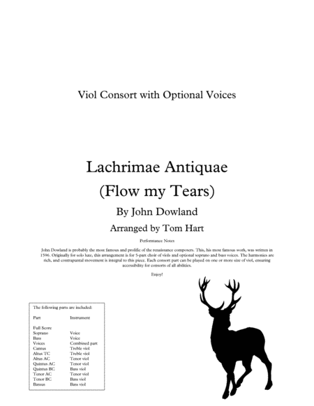 Free Sheet Music Flow My Tears Viol Consort With Optional Voices