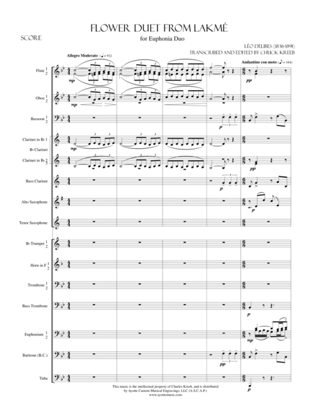 Flower Duet From Lakme For Euphonium Duo Sheet Music