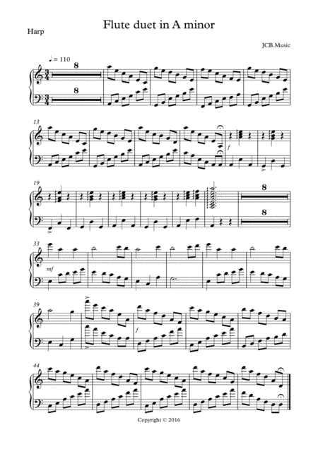 Free Sheet Music Flute Duet In A Minor