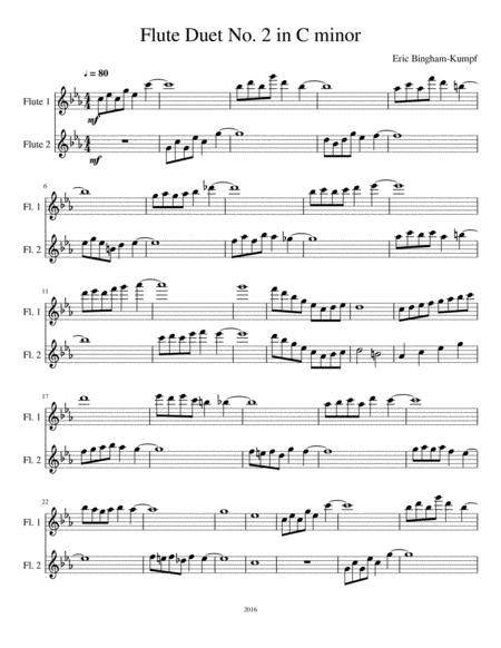 Flute Duet No 2 In C Minor Sheet Music