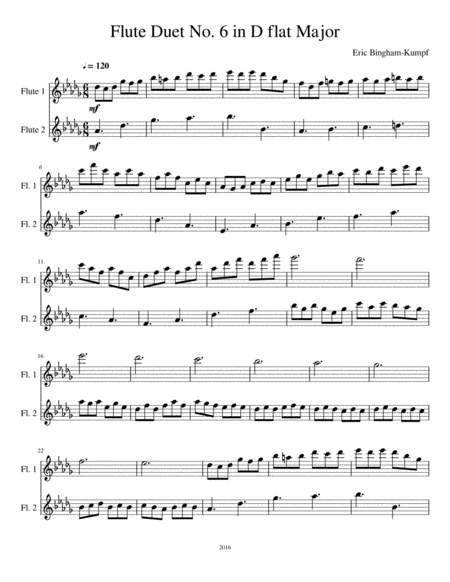 Flute Duet No 6 In D Flat Major Sheet Music