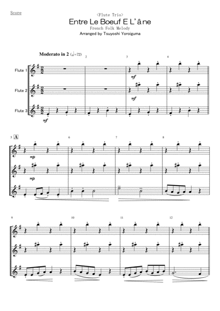 Free Sheet Music Flute Trio Entre Le Boeuf E L Ne