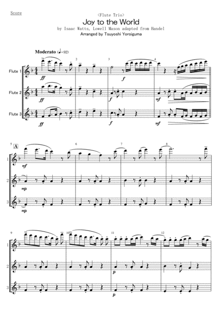 Free Sheet Music Flute Trio Joy To The World