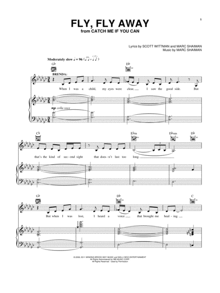 Fly Fly Away From Catch Me If You Can Musical Sheet Music