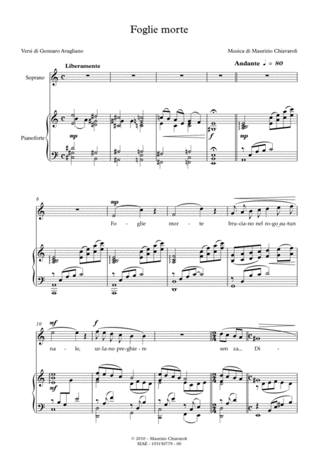 Free Sheet Music Foglie Morte