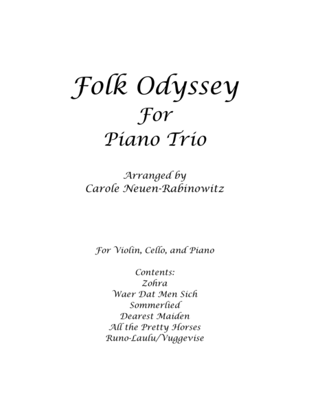 Folk Odyssey For Piano Trio Sheet Music