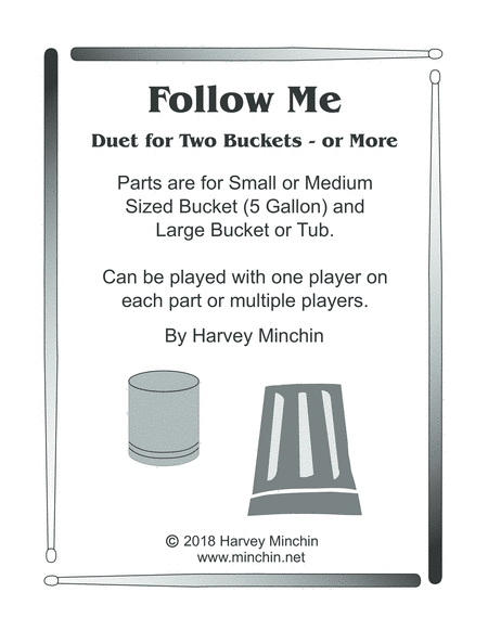 Free Sheet Music Follow Me Duet For Two Buckets Or More