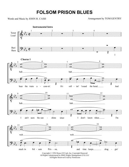 Free Sheet Music Folsom Prison Blues Ttbb