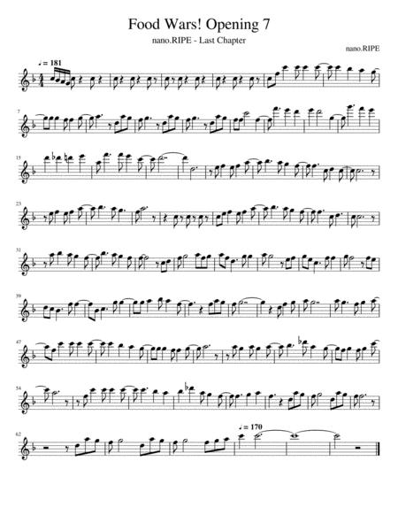 Food Wars Opening 7 Sheet Music