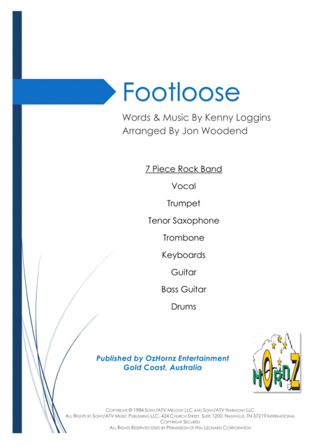 Free Sheet Music Footloose 7 Piece Horn Chart