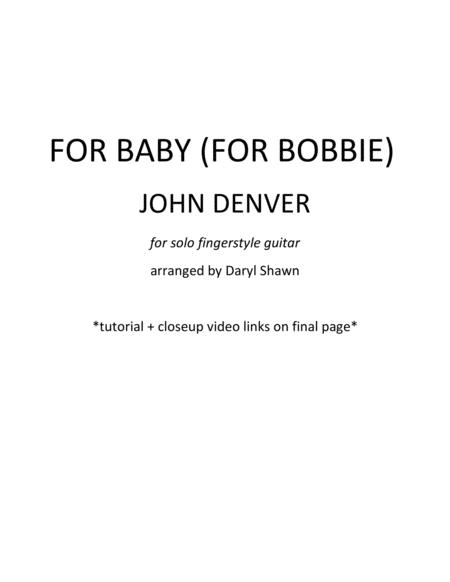 For Baby For Bobbie By John Denver For Solo Fingerstyle Guitar With Tutorial Video Sheet Music