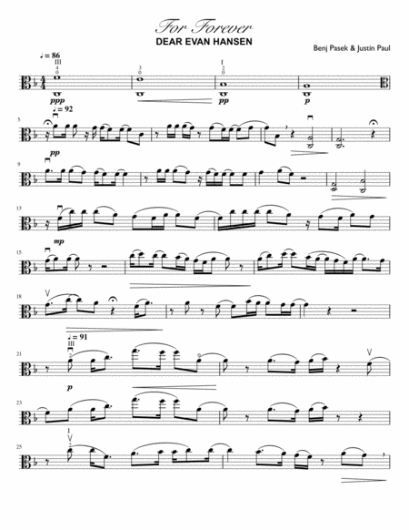 Free Sheet Music For Forever Viola Solo Dear Evan Hansen No Piano Accompaniment