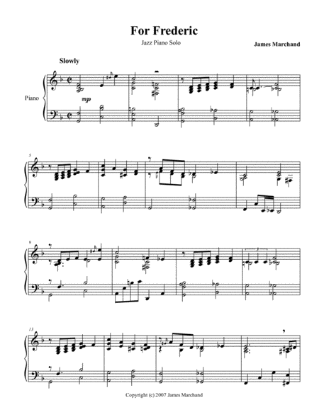 Free Sheet Music For Frederic Jazz Piano Solo