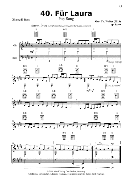 Free Sheet Music For Laura From Guitar Pop Romanticists