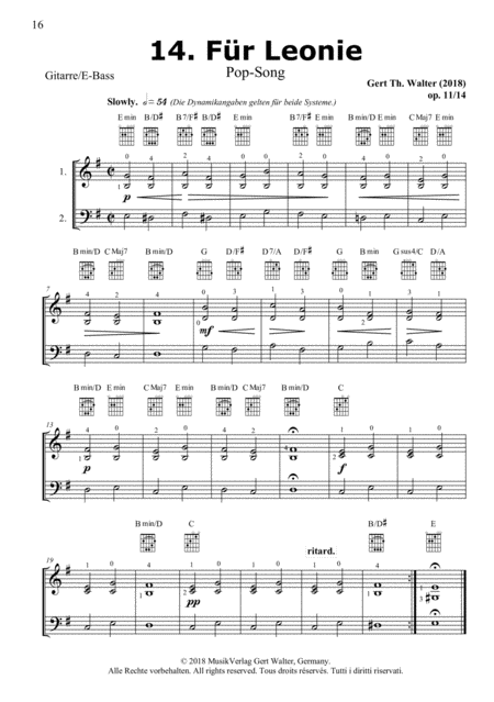 For Leonie From Guitar Pop Romanticists Sheet Music