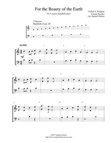 Free Sheet Music For The Beauty Of The Earth For 3 Octave Handbell Choir