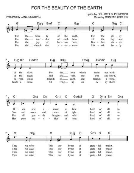 Free Sheet Music For The Beauty Of The Earth Lead Sheet