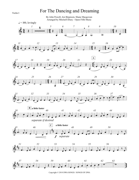 For The Dancing And The Dreaming Sheet Music