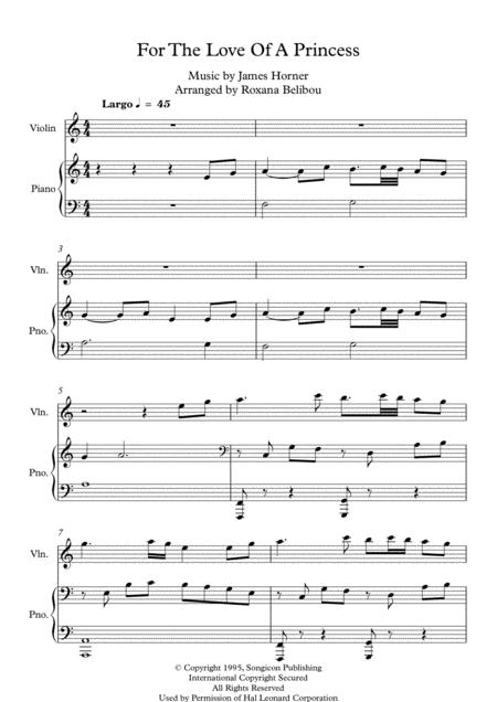 Free Sheet Music For The Love Of A Princess Breaveheart Theme For Violin Piano