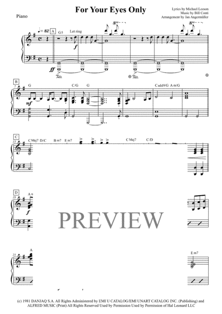 Free Sheet Music For Your Eyes Only Piano Part Transcription Of Original Sheena Easton Recording