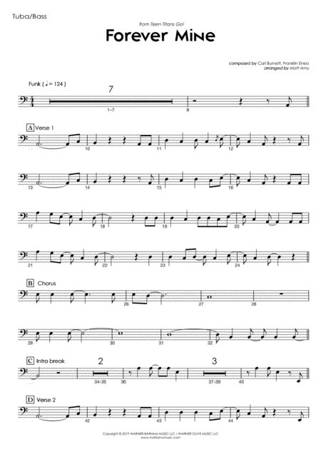 Forever Mine From Teen Titans Go Bass Play Along Sheet Music